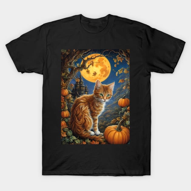 Halloween Kitty T-Shirt by FineArtworld7